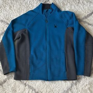 Spyder Teal and Charcoal Zip Up Fleece sweater Jacket